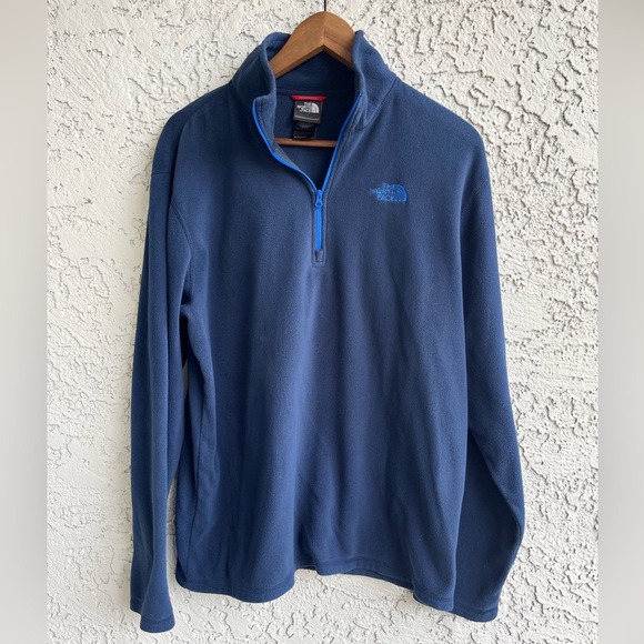 THE NORTH FACE Navy Blue Quarter-Zip Long Sleeve Pullover Fleece Men’s Medium - Picture 2 of 8
